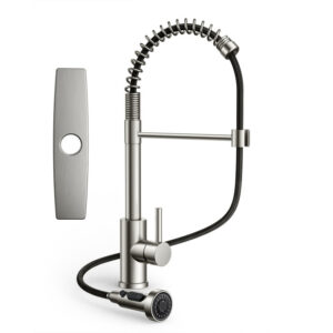 Kitchen Faucet with Pull Down Sprayer, Stainless Steel Kitchen Faucet, Utility Single Handle Spring Sink Faucets 1 or 3 Hole, Kitchen Faucets for Farmhouse Camper Laundry Rv Bar WW004BN