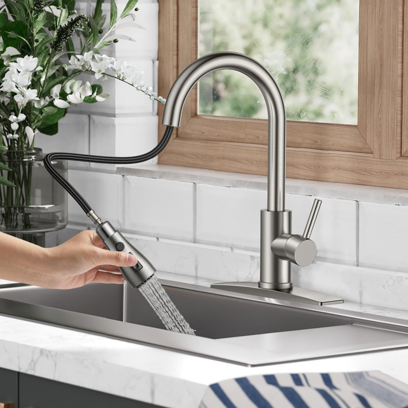 Pull Down Single Handle Kitchen Faucet with Accessories WW003C - Image 3